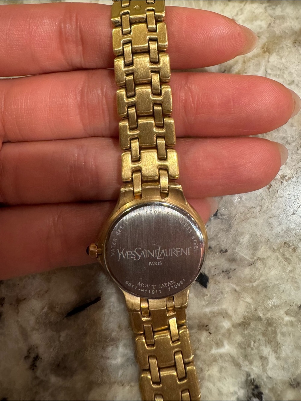 Yves Saint Laurent Gold and White Women's Bracelet Watch with Crystal Markers - Picture 4 of 7